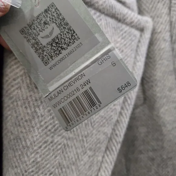 Zadig & Voltaire Mulan Double Breasted Grey Coat Size S New - Picture 12 of 16